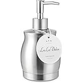 LALA DOLCE Stainless Steel Countertop Soap Dispenser Liquid Bottle and Pump, Suitable for Various Places Such as Kitchen and Bathroom (Brushed Nickel, 390 ml/13 oz)