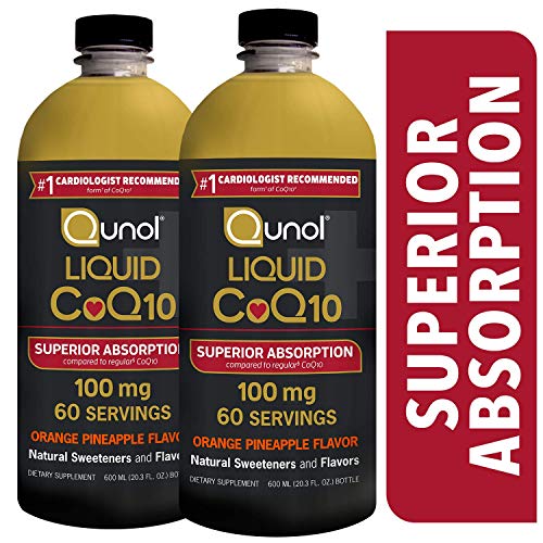 Qunol Liquid CoQ10 100mg, Superior Absorption Natural Supplement Form of Coenzyme Q10, Antioxidant for Heart Health, Orange Pineapple Flavored, 60 Servings, 20.3 oz Bottle, Pack of 2