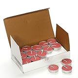 Hosley Pack of 30 Apple Cinnamon Tea Light Candles. Hand Poured Using a Wax Blend with Essential Oil Fragrance. Ideal Gift for party favor, weddings, Spa, Reiki, Meditation, Bathroom