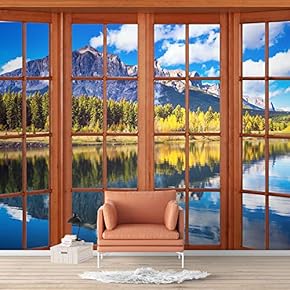 Wall Murals for Bedroom Vies from French Window Design Removable Wallpaper Peel and Stick Wall Stickers - 66x96 inches