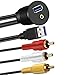 BATIGE 3RCA 3 RCA & USB 3.0 Male to USB3.0 and 3.5mm Female AUX Car Mount Flush Extension Cable for Car Boat Motorcycle Dashboard - 3ft