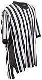 Adams USA Smitty Performance Interlocking Elite Side Panel V-Neck Referee Shirt (Black/White, Large)
