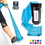 Super Exercise Band 7 ft. Long Latex Free Resistance Bands. Your Home Gym Fitness Kit for Strength Training, Physical Therapy, Yoga, Pilates, Chair Workouts. You Choose Light, Medium or Heavy.