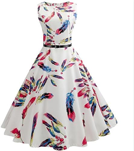 DUJUANNIAO Chic Women floral printed Dress Knee-length Sleeveless Dress Vestidos christmas dress