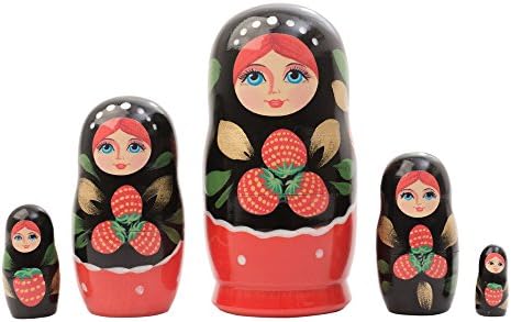 Khokhloma Russian Nesting Doll 5pc./4" by Golden Cockerel