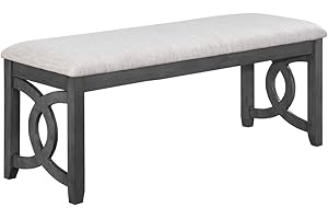 New Classic Furniture Gia Upholstered Dining Bench, Smoky Gray Finish
