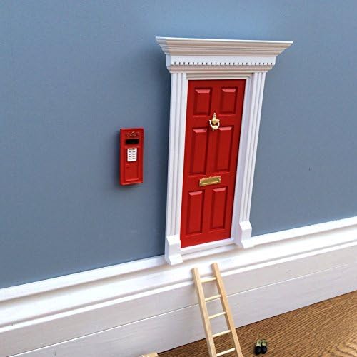 Fairy Door - Best Cherry Red Magic Door with Ladder and Letterbox set for kids room perfect for bringing fun, adventure and magic to your home