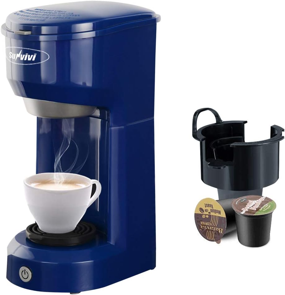 Single Serve Coffee Maker Coffee Brewer Compatible with K-Cup Single Cup Capsule with 6 to 14oz Reservoir, Mini Size, KMC202,Blue