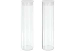 MECCANIXITY Transparent Plastic Storage Tubes, 1 9/16" x 6"(40x150mm) Polycarbonate Clear Rigid Round Storage Tubing with Black Lid, 2 Set