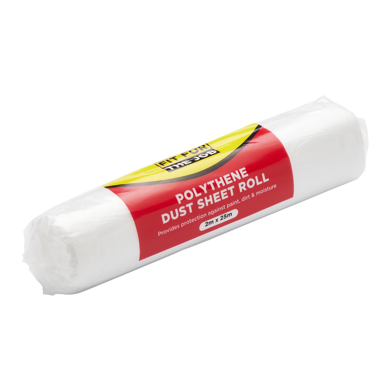 Fit For The Job 50 sqm (2m x 25m) Polythene Dust Sheet Roll, Dustproof and Waterproof Ideal for Covering and Protecting Floors and Furniture from Spills and Splashes When Painting and Decorating