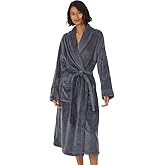 HOLOVE Women's Warm Hooded Fleece Bathrobe Cozy Long Spa Robes for Ladies