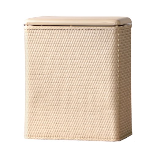 Lamont Home Carter Upright Wicker Laundry Hamper with Coordinating Padded Vinyl Lid, Linen