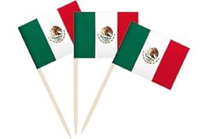NEWKITA 100 Pack Mexico Flag Mexican Toothpick Flags, Cocktail Picks Mini Stick Cupcake Toppers Country Picks Party Decoration Celebration Cocktail Food Bar Cake Flags (Mexico)