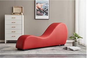 Kingway Furniture Kolar Faux Leather Yoga Relaxing Chaise in Red