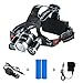 Noza Tec Led Headlamp, 5000Lumen 4 Mode Head Lamp 3 CREE XML T6 Waterproof Headlight with 218650 Rechargeable Battery + AC Charger + Car Charger For Outdoor Camping Biking Hunting Fishing