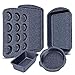 Nonstick Bakeware Set, 6-Pieces Set, Stylish and versatile Bakeware Set with 12-Cup Muffin Pan, Loaf Pan, 2 Round Cake Pans, Roasting Pan,Cookie Sheet, Kitchen Baking Tools. Navy Blue