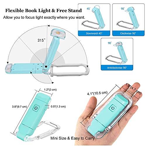 USB Rechargeable Book Light, for Kids Reading in Bed, LED Clip on Book Reading lamp, 3 Colors, 9 Brightness Adjustable Level, for Eye Care at Night, Warm White, Perfect Gift for Bookworms (Blue)