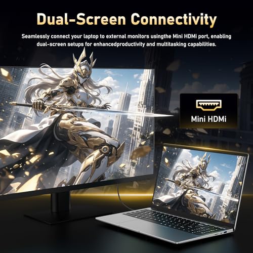 XWU 15.6 inch laptop with 8GB RAM, 256GB SSD, 100% sRGB display, N4000 processor, Wi-Fi 5 Dual Band, Bluetooth 4.2, USB-A, HDMI, 1920 x 1080 FHD display (8, GB)