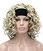 Kalyss Shoulder Length 3/4 Half Women’s Wig Fluffy Curly Premium Synthetic Blonde Hair Wig For Women With Black Headband
