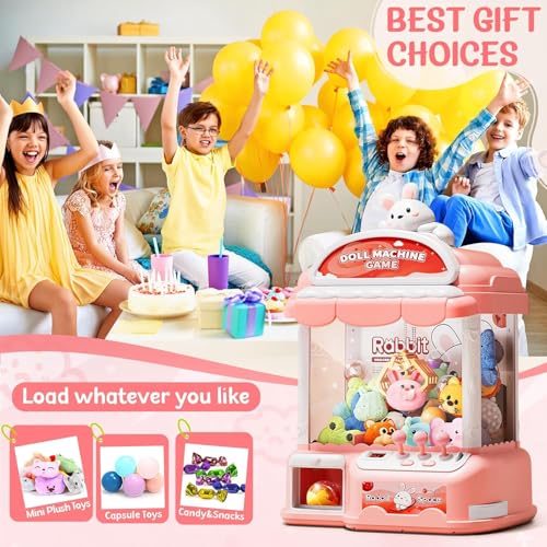 MIAOKE Large Claw Machine for Kids, Musical Electronic Arcade Game Toy | Vending Machine Adjustable Sound, Prize Dispenser Toys, Party Christmas and Birthday Gift for Girls Boys, Light Pink