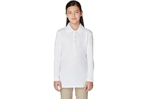 French Toast Girls Uniform Long Sleeve Polo with Picot Collar (Standard & Plus) Polo Shirt