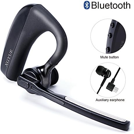 Bluetooth Headset Wireless Headphone Earpiece, Hands Free with Mic Mute Switch and Noise Cancelling, Bluetooth 4.1 Earphone for Driving, Headphones Compatible with iPhone, Android and Other Smartphone