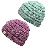 Kids Beanie (NO POM) Bundle - 1 Mint, 1 Lavender