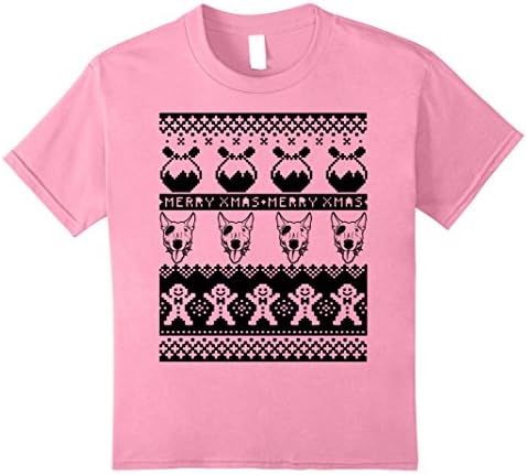 Kids Christmas shirt: Ugly sweater t shirt - Bull Terrier shirt 8 Pink
