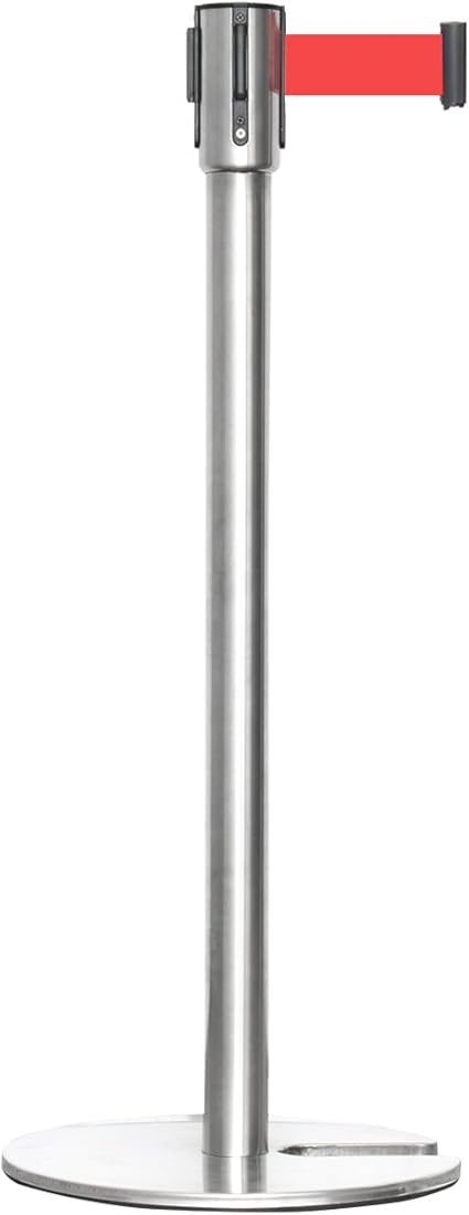 Amazon Co Jp Ottostyle Jp ベルトパーテーション ガイドポール シルバーポールxレッドベルト 4方向連結可能 スタッキング 最長2m ホーム キッチン