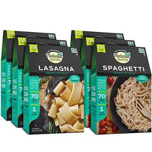 Natural Heaven Hearts of Palm Pasta Sampler Spaghetti, Lasagna GlutenFree 4g of Carbs