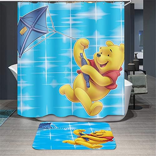 Youni Dream Disney Mickey Mouse and Minnie Mouse 71" x 71" Fabric Shower Curtain,Winnie The Pooh Cartoon,Chinese Kung Fu Panda Shower Curtain Set with 12 Hooks and Easy Clean (8)