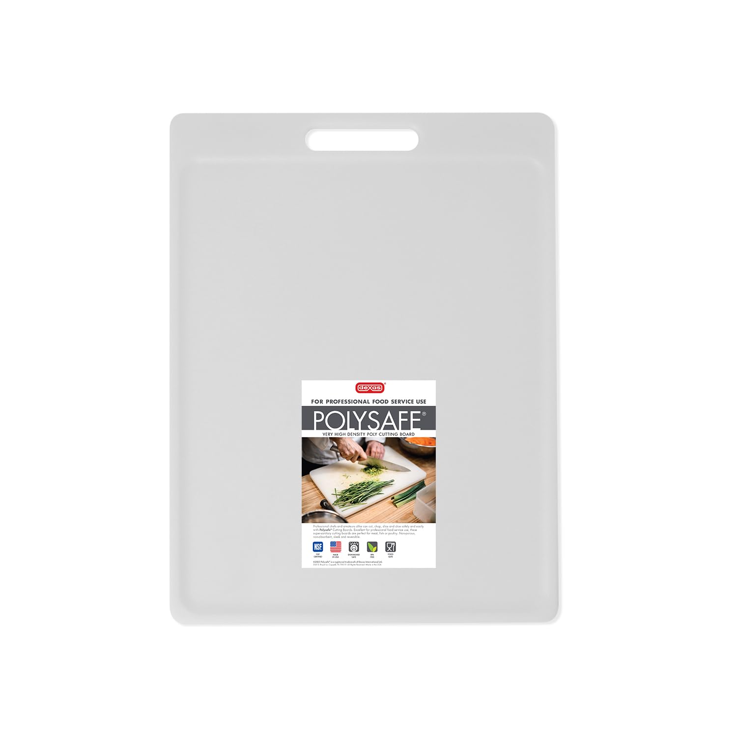 Photo 1 of Dexas NSF Certified Polysafe Cutting Board with Handle, 11 x 14.5 Inches, Reversible Kitchen Cutting Board, White