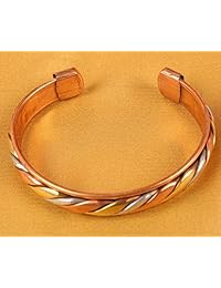 Touchstone Indian Spiritual Three Metal Copper Brass Peace Healing Chakra Yoga Meditation Mantra Jewelry Bracelet for Women and Men.