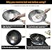 Ieoke Wok Pan, Chinese Pan Iron Wok Traditional Hand Hammered Uncoated Carbon Steel Cookware with Wooden Helper, 14.4 inch Round Bottom