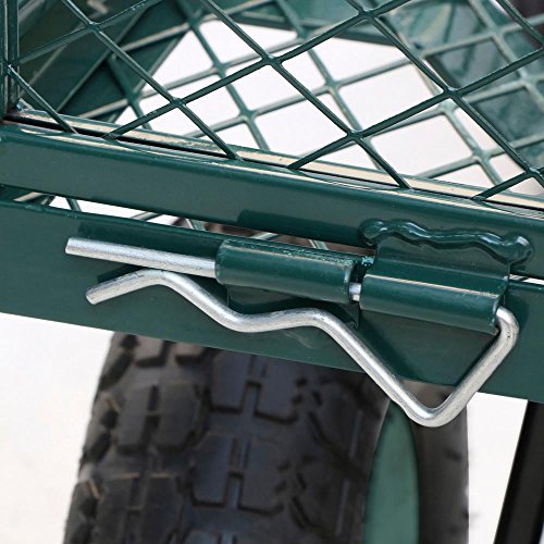 Yaheetech Heavy Duty Garden/Lawn Utility Cart/Wagon with Removable Steel Side Mesh, 800LB Capacity, Green - Thumbnail 7