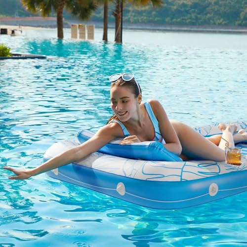SLEEPHEAD® Adjustable Pool Floats - PVC Sunbathing Floating Pad, Inflatable Sunbathing Bed Lounge | Pool Lounger for Summer Party Beach Lake River Outdoor Backyard Yard Deck Home