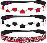 Hipsy Women's Adjustable NO SLIP I Love Soccer Headbands