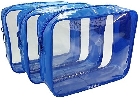 3-Pack Clear Cosmetic Bag - Diaper Bag Organizer Insert - Ocean Blue