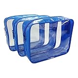 3-Pack Clear Cosmetic Bag - Diaper Bag Organizer Insert - Ocean Blue