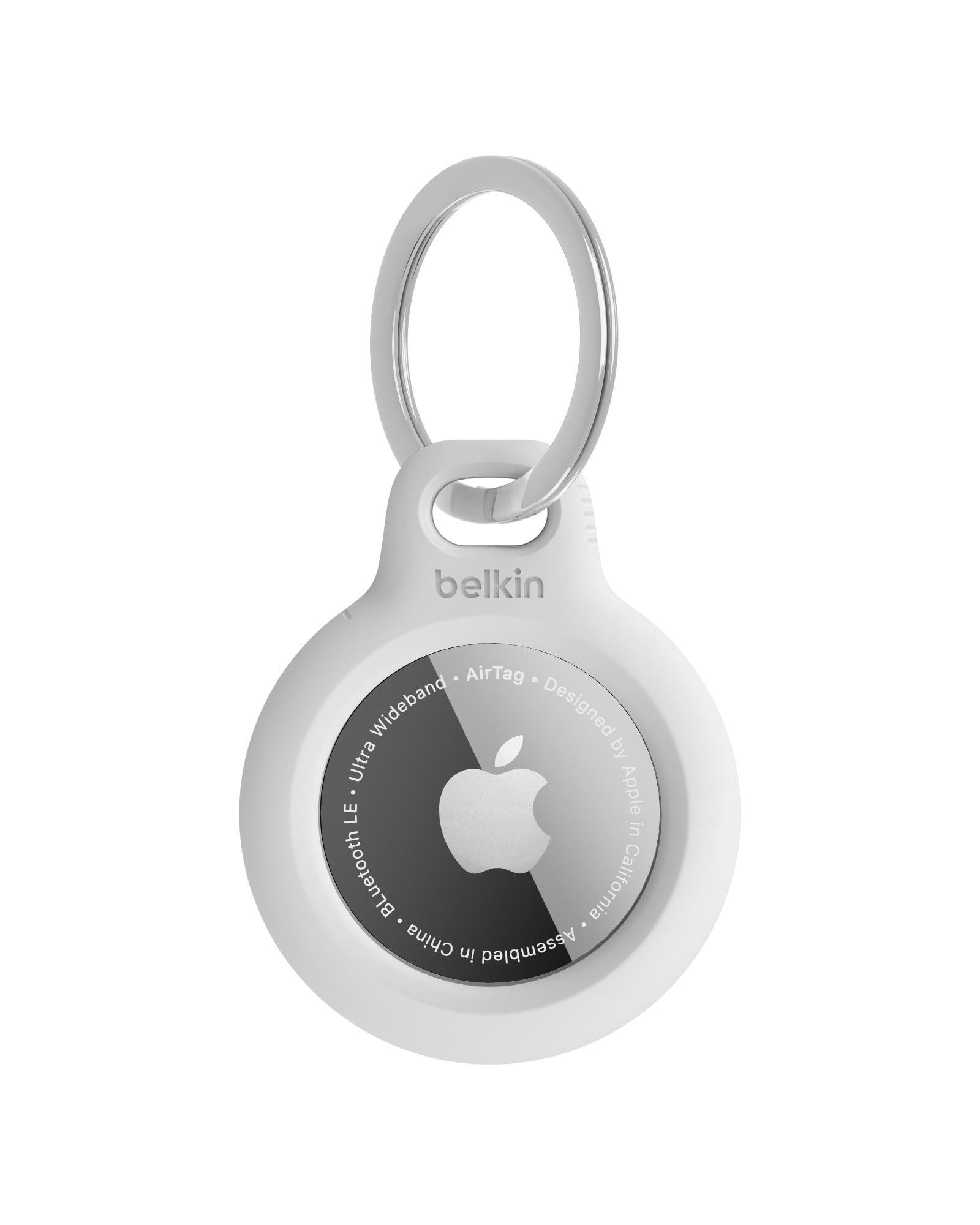 Belkin F8W973 AirTag Case with Key Ring (Secure Holder Protective Cover for Air Tag with Scratch Resistance Accessory) - White