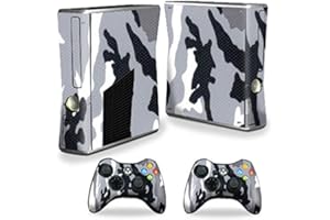 MightySkins Skin Compatible with Microsoft Xbox 360 S Slim + 2 Controller Skins wrap Sticker Skins Grey Camo