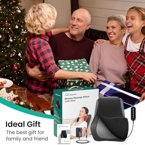 Snailax Shiatsu Lower Back Neck Massager with Heat, Back Massager for Deep Tissue, 3D Kneading Massage Pillow for Neck Shoulder Legs, Birthday Gifts for Men Women