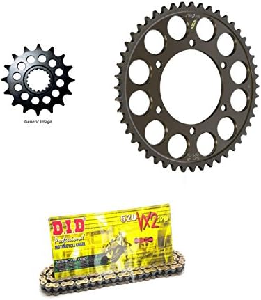 DID 520VX2 Pro-Street X-Ring VX Series Chain Gold/Black, SUNSTAR Front &amp; Rear Sprocket Kit for Street YAMAHA YZF-R6 2003-2005