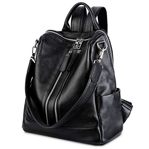 YALUXE Women's Convertible Real Leather Backpack Versatile Shoulder Bag