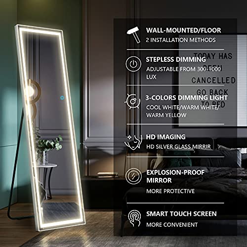 Vlsrka FullLength Mirror with LED Lights, 63" x 16" Full Body Mirror
