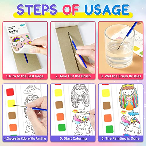 4-Pack Pocket Watercolor Painting Book, Magic Pocket Watercolor Book, Watercolor Painting Book for Kids, Watercolor Paint Bookmark,Travel Pocket Painted Kit for Artist,Beginners,Students Painters