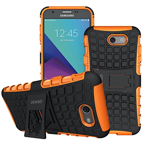 Galaxy J7 V Case, Galaxy J7 Prime Case, Galaxy J7 Perx Case, Galaxy J7 Sky Pro / Galaxy Halo Case, OEAGO Samsung Galaxy J7 2017 Case Tough Rugged Dual Layer Protective Case with Kickstand - Orange
