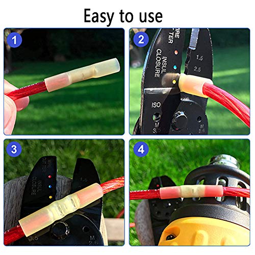 Studyset 300Pcs 22-10Awg Heat Shrink Insulated Butt Crimp Splice Wire Connector Terminals