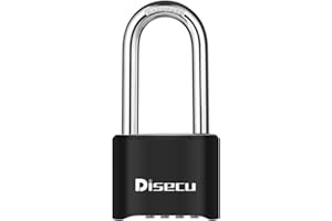 1 Pack disecu Heavy Duty 4 Digit Combination Lock, 2.5 Inch Long Shackle Outdoor Waterproof Padlock for School Gym Locker, Storage Unit, Fence, Gate, Toolbox (Black)
