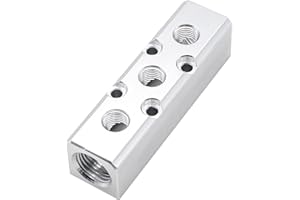 Air Manifold, 3 Way 5 Port Air Compressor Manifold, Aluminum Air Hose Inline Manifold Block Splitter, Pneumatic Manifold Air 